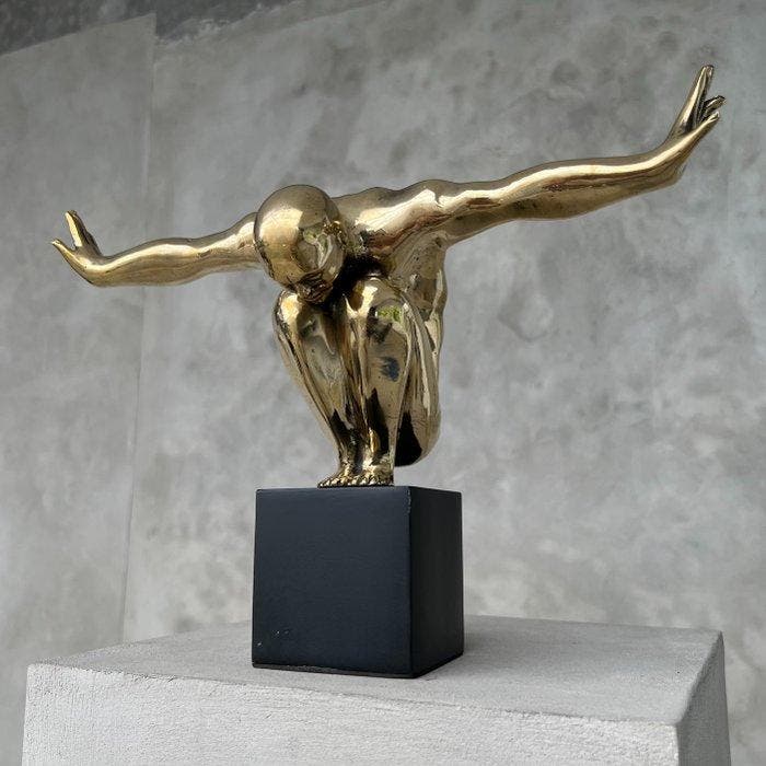 sculptuur, NO RESERVE PRICE - Bronze Statue of an Olympic, Antiek en Kunst, Kunst | Designobjecten
