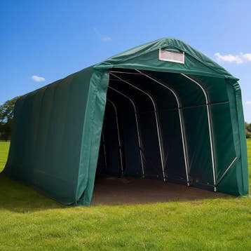 VOSS.farming opslagtent XL 3,5x7,5 meter, voorraadtent groen, Verzenden