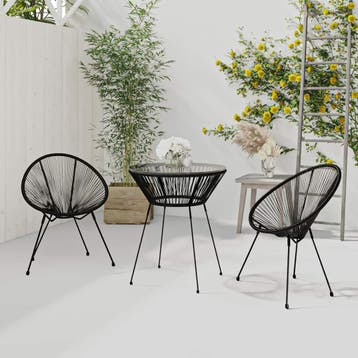 vidaXL 3-delige Tuinset zwart, Tuin en Terras, 2 zitplaatsen, Nieuw, Tuinset, Verzenden