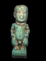 Oud-Egyptisch Faience amulet van Pataikos - 6.1 cm (Zonder