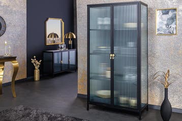 Moderne vitrinekast AMSTERDAM 160 cm zwart goud dammen, Huis en Inrichting, Kasten | Overige, Ophalen of Verzenden, Nieuw