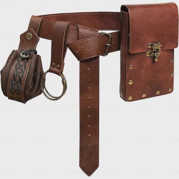Middeleeuwse Cosplay Lederen Riem met Tas en Decoratieve Sle, Verzenden