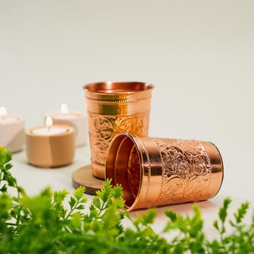 Puur Koperen Set: 2 Bekers Zware Uitvoering - 90 gr/300 ml, Huis en Inrichting, Ophalen of Verzenden, Nieuw
