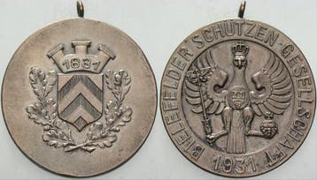Brons medaille verzilvert 1931 Bielefelder medaille 100-j..., Verzenden