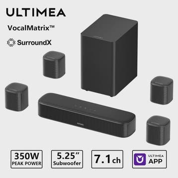 ULTIMEA 350W 7.1 Virtuele Surround Soundbar met Subwoofer &, Audio, Tv en Foto, Home Cinema-sets, Verzenden, Nieuw