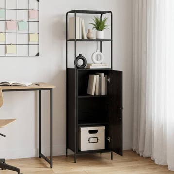 vidaXL buffetkast Zwart eiken 40 x 33 x 161 cm Bewerkt hout, Minder dan 50 cm, Verzenden, Nieuw, Minder dan 100 cm
