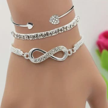 Set van 3 Vintage Kristallen Armbanden voor Dames - Hart, On, Diversen, Verzenden, Nieuw