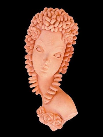 Beeld, Grand masque art déco - vers 1950 - Signé - 33 cm -