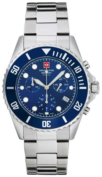 Swiss Alpine Military 7053.9135 Master Diver Chrono horloge, Sieraden, Tassen en Uiterlijk, Overige merken, Staal, Verzenden, Polshorloge