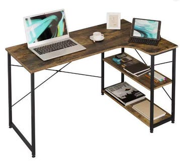 L-Vormig Hoekbureau met Planken – 120 cm Industrieel Design, Huis en Inrichting, Verzenden, Nieuw