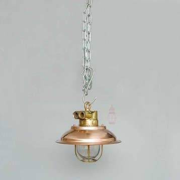 Plafondlamp - Koper, Messing, Glas - Industrieel plafondlamp