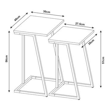 Bijzettafel Salem set van 2 zwart en walnootkleurig [en.casa, Verzenden, Nieuw