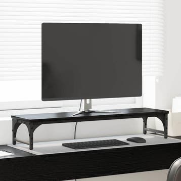 vidaXL Monitor Stand Zwart eiken 85 x 23 x 15,5 cm Bewerkt, Verzenden, Nieuw
