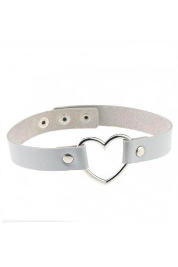 Choker Zilver Hartje Metallic Holografisch Collar Ketting, Kunststof, Verstelbaar, Nieuw, Ophalen of Verzenden