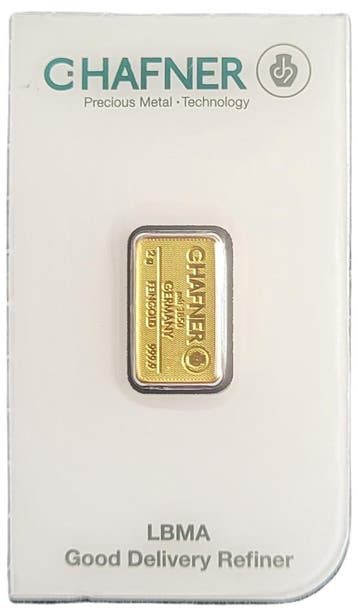 C. Hafner 2 gram goudbaar, Verzenden, Goud