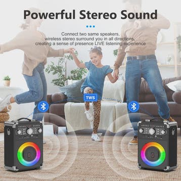 S8-T Karaoke Machine met 3 Draadloze Microfoons - TWS, USB,, Verzenden, Nieuw