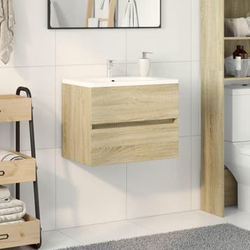 vidaXL Wastafelkast 60x38,5x45 cm spaanplaat sonoma, Verzenden, Nieuw, Wastafelkast, Minder dan 100 cm