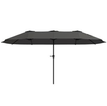 Nieuwe XXL Parasol 4 Meter Donkergrijs 4x2,2m – Waterdicht, Verzenden, Nieuw, Waterdicht, Stokparasol