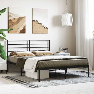 vidaXL Bedframe met hoofdbord metaal zwart 120x200 cm, Verzenden, Zwart, Nieuw, Twijfelaar
