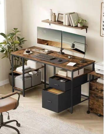 Bureau met Lades en Planken – 140 cm Werkblad Industrieel, Verzenden, Nieuw