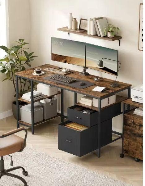 Bureau met Lades en Planken – 140 cm Werkblad Industrieel, Huis en Inrichting, Bureaus, Nieuw, Verzenden