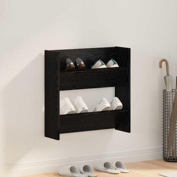 vidaXL Schoenenkast 60 x 18 x 60 cm Bewerkt hout Zwart eiken, Verzenden, Nieuw