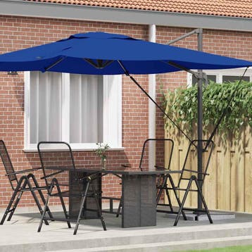 vidaXL Roma Parasol Blauw 286 x 284 x 265 cm Aluminium en, Verzenden, Nieuw, 2 tot 3 meter