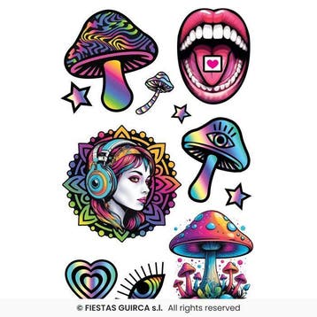 Neptattoos Psychedelisch, Verzenden, Nieuw, Feestartikel