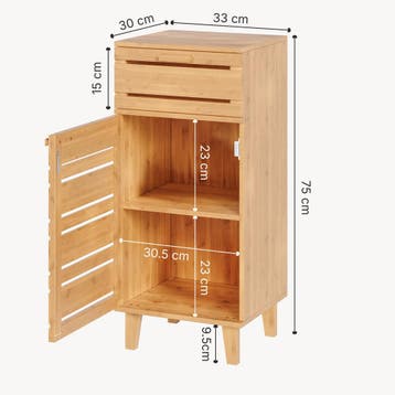 Badkamerskast Epind bamboe 75x33x30 cm naturel [en.casa], Verzenden, Nieuw