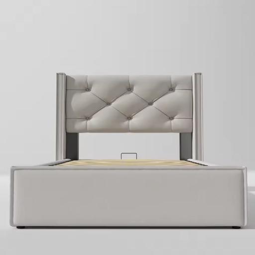 Gestoffeerd Bed met Hydraulische Opbergruimte, Huis en Inrichting, Slaapkamer | Bedden, Nieuw, Verzenden