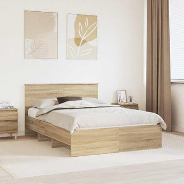 vidaXL Bedframe met hoofdeinde Sonoma Eiken 140 x 200 cm, Bruin, Verzenden, Hout, Nieuw