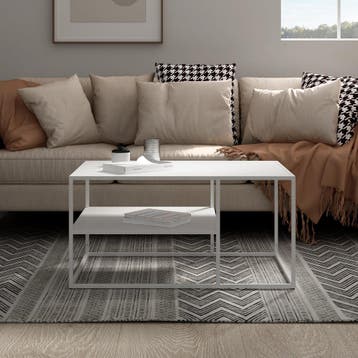Salontafel Solund met plank 45x90x60 cm wit mat [en.casa], Verzenden, Nieuw