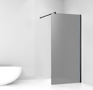 Douchewand 140 x 200 cm rookglas met mat zwarte profiel en, Ophalen of Verzenden, Nieuw, Glas, Bad