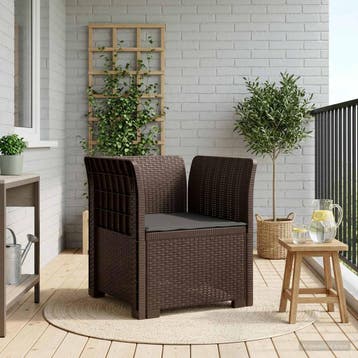 vidaXL Eénpersoons Fauteuil met Kussen Rattan Look PP Bruin, Verzenden, Nieuw