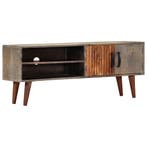 vidaXL Tv-meubel 130x30x46 cm massief ruw mangohout grijs, 100 tot 150 cm, Verzenden, Nieuw, Minder dan 100 cm