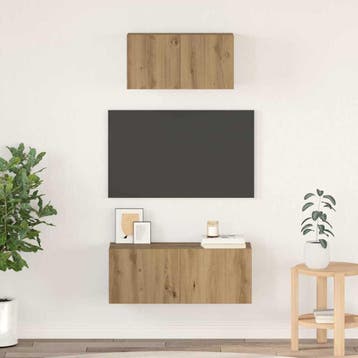 vidaXL Tv-meubelset 2 pcs Artisan Eiken Bewerkt hout, Huis en Inrichting, Kasten | Televisiemeubels, Minder dan 50 cm, Verzenden