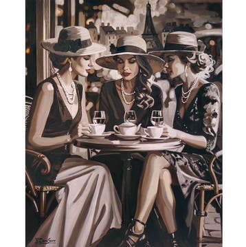 Yuri Denissov - Belles parisiennes au café, Antiek en Kunst