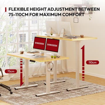 Zit sta bureau - Elektrisch - Verstelbaar - 110x54 cm - Brui, Verzenden, Zo goed als nieuw