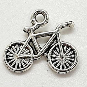 6 x tibetaans zilveren bedel van een fiets 16 mm x 14,5 mm, Ophalen of Verzenden, Nieuw, Kraal