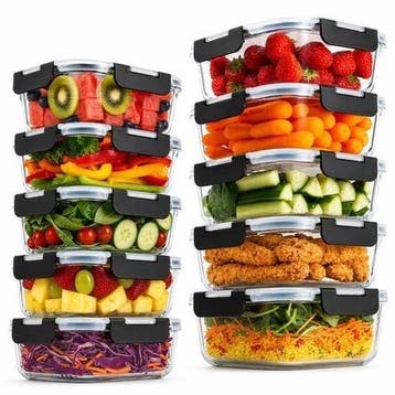 Vershoudbakjes Glas - 10 stuks - Meal Prep Bakjes - Diepvrie, Verzenden, Zo goed als nieuw, Magnetronbestendig