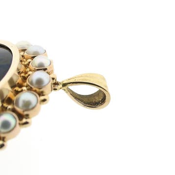 Bicolor gouden broche/hanger met emaille (Hanger of bedel), Ophalen of Verzenden, Gebruikt, Goud, Overige merken