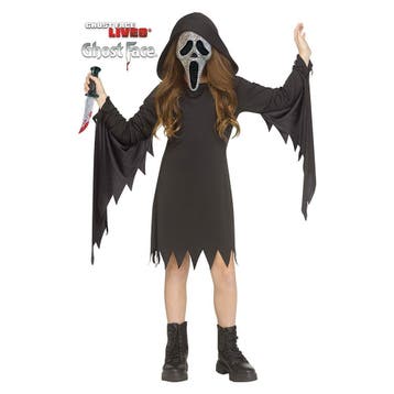 Ghost Face® Scream Kostuum Meisje Met Zilveren Masker, Verzenden, Nieuw, Feestartikel