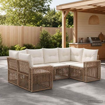 vidaXL Tuinbankenset 6 st 6-Aantal zitplaatsen Beige en, Verzenden, Nieuw, 6 zitplaatsen