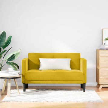 vidaXL Loveseat bank geel 111 cm fluweel, Verzenden, Nieuw, Stof