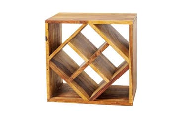 Massief houten wijnrek CUBUS 40 cm Handgemaakte bijzettafel, Ophalen of Verzenden, Nieuw