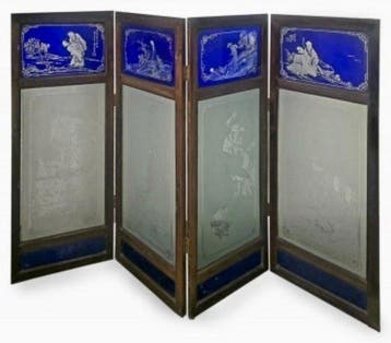 Scherm / kamerverdeler - Hout, Glas - Oosterse paravoor
