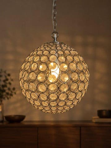 Lamp - Sprankelende bolvormigef hanglamp – zilverkleurig