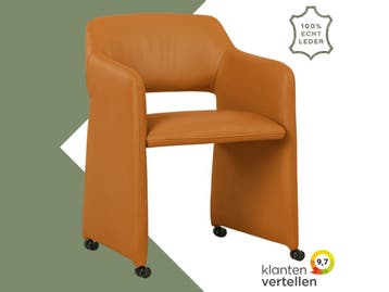 Leren eetkamerstoel Icon - Toledo Mandarin (oranje), Huis en Inrichting, Stoelen, Bohemian, Eigentijds, Industrieel, Klassiek, Modern, Retro, Romantisch, Scandinavisch, Vintage