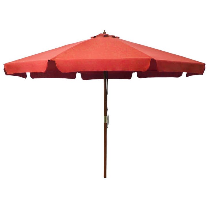 vidaXL Parasol met houten paal 330 cm terracottakleurig, Tuin en Terras, Parasols, Nieuw, 3 tot 4 meter, Verzenden
