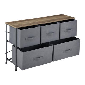 Commode met lades niet-geweven textiel 55x100x29 grijs hout, Verzenden, Nieuw